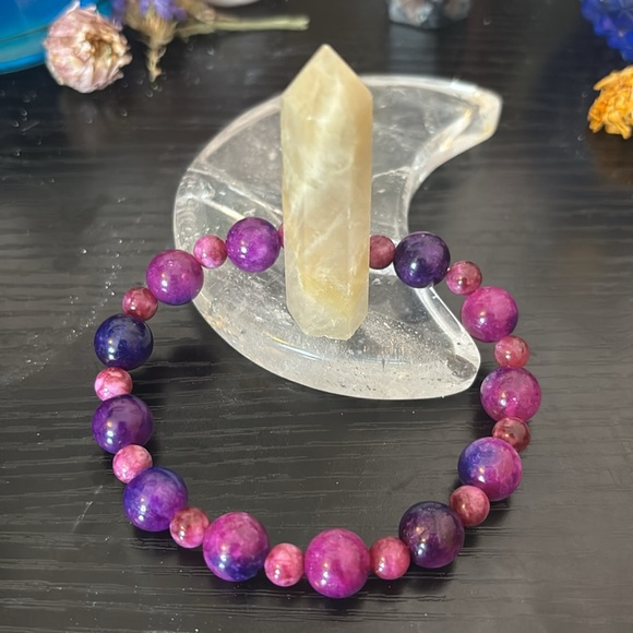 Genuine Lepidolite Bracelet and Moonstone set - Picture 1 of 5